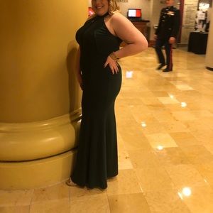 Evening gown in hunter green
